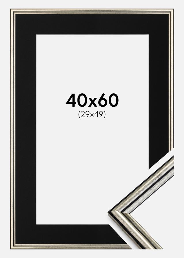 Cadre Horndal Argent 40x60 cm - Passe-partout Noir 30x50 cm