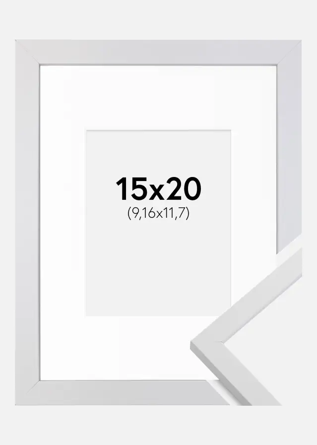 Cadre Trendy Blanc 15x20 cm - Passe-partout Blanc 4x5 pouces