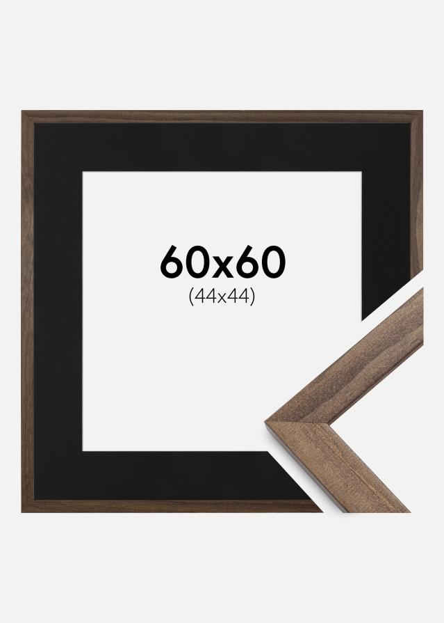 Cadre Stilren Noyer 60x60 cm - Passe-partout Noir 45x45 cm