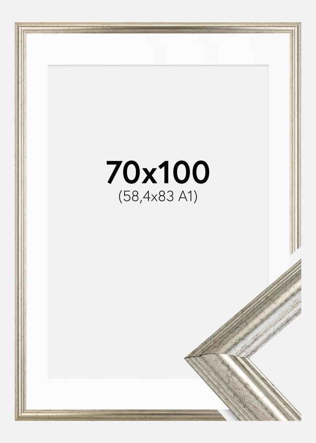 Cadre Västkusten Argent 70x100 cm - Passe-partout Blanc 59,4x84 cm (A1)