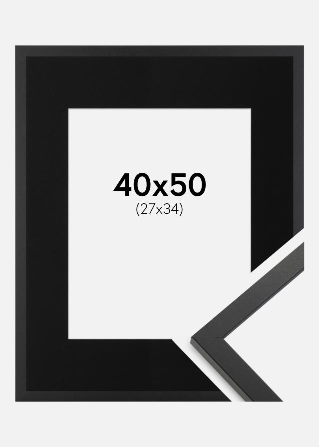 Cadre Trendy Noir 40x50 cm - Passe-partout Noir 28x35 cm