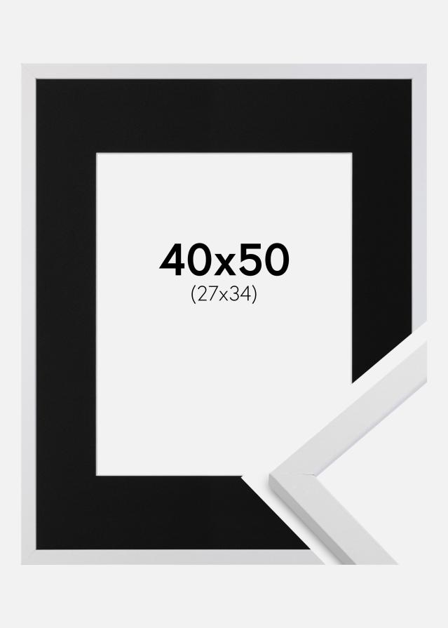 Cadre Trendy Blanc 40x50 cm - Passe-partout Noir 28x35 cm