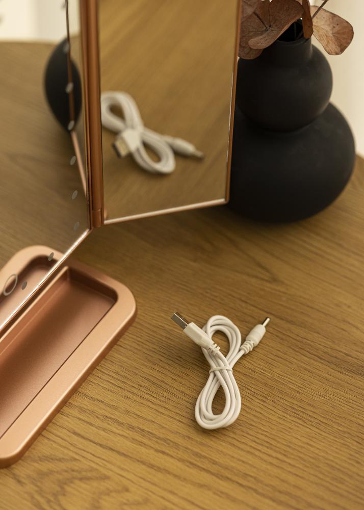 KAILA Miroir de maquillage Tri-Fold Magnifying Or rosé 30x20 cm