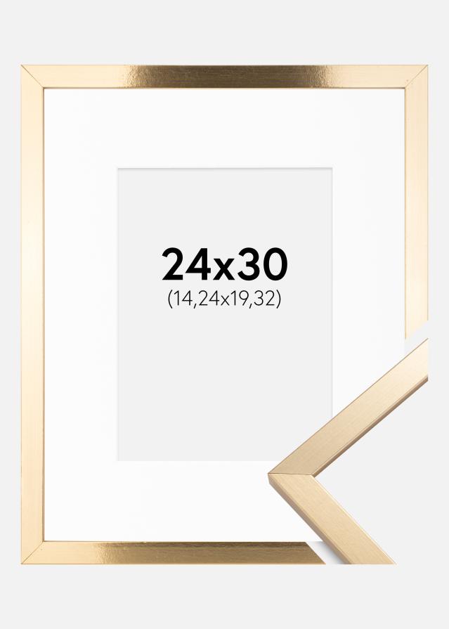 Cadre Trendy Or 24x30 cm - Passe-partout Blanc 6x8 pouces