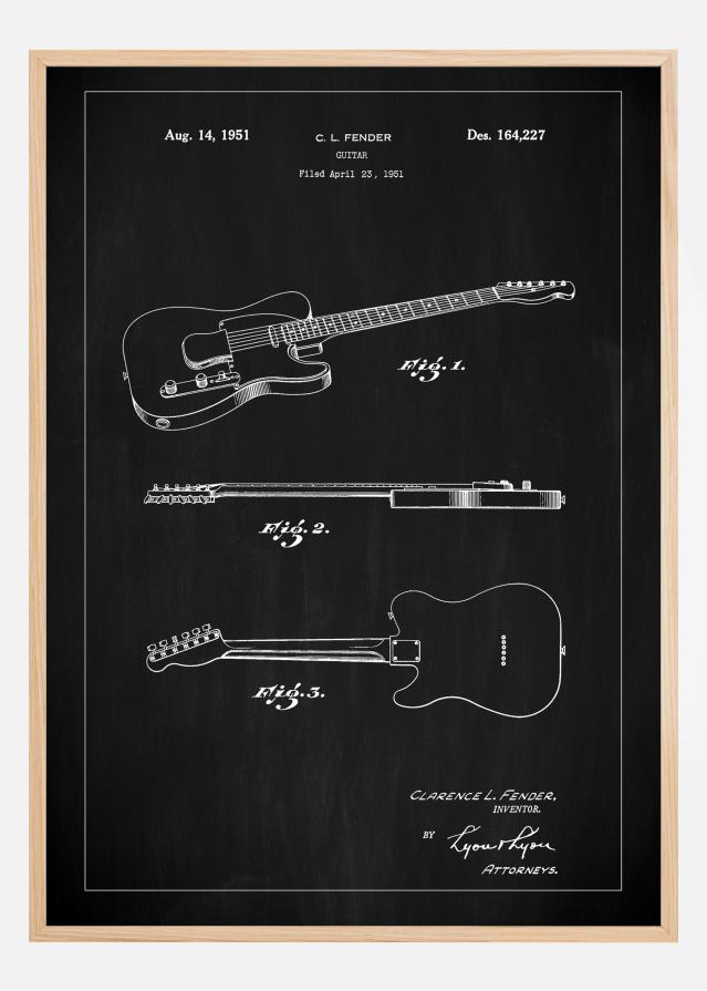 Patent Print - Guitar - Black Poster