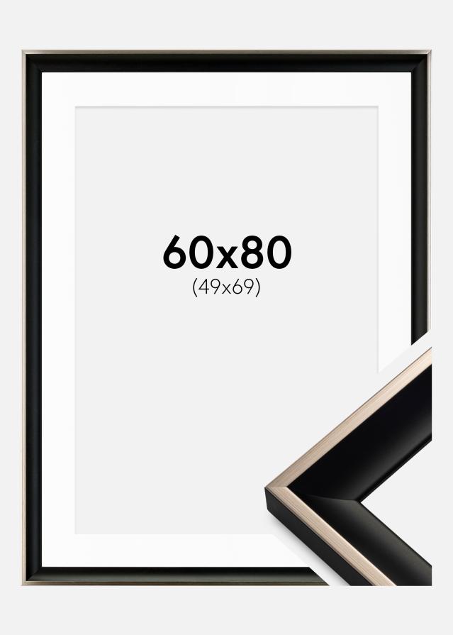 Cadre Öjaren Noir-Argent 60x80 cm - Passe-partout Blanc 50x70 cm