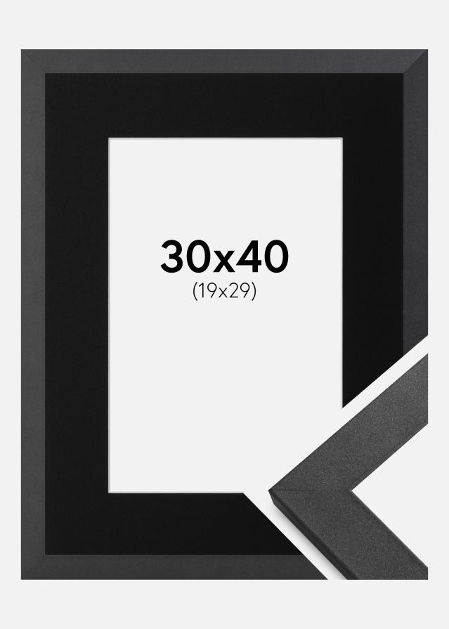 Cadre Graphite Wood 30x40 cm - Passe-partout Noir 20x30 cm