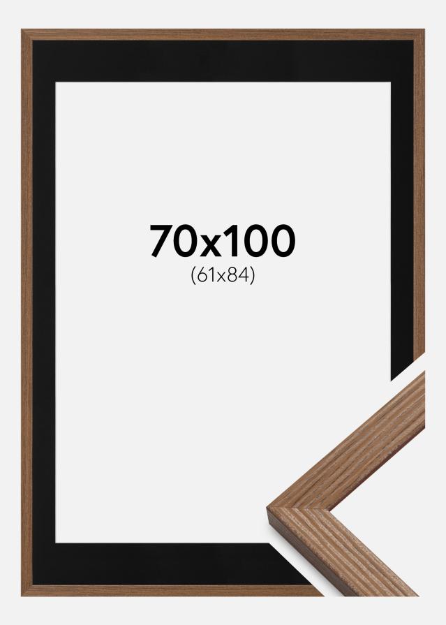 Cadre Fiorito Chêne Foncé 70x100 cm - Passe-partout Noir 62x85 cm