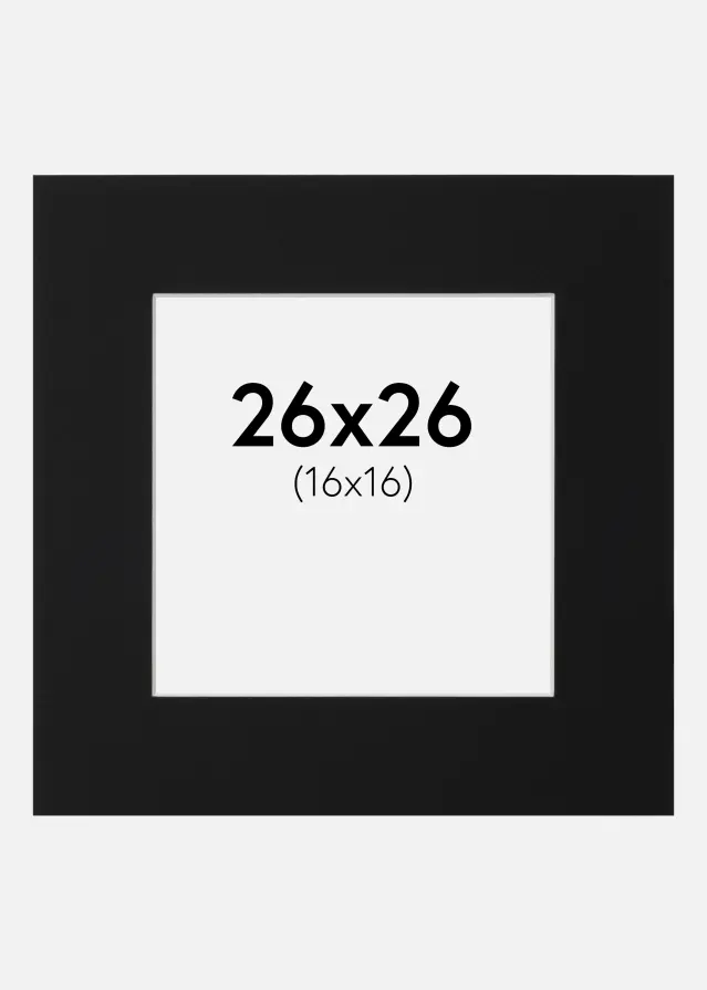 Passe-partout Noir Standard (noyau blanc) 26x26 cm (16x16)