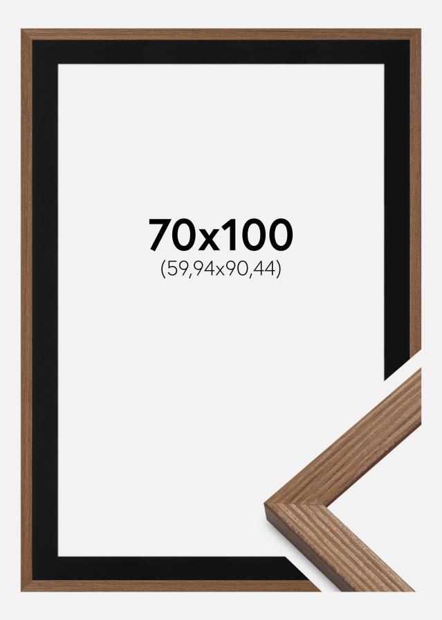 Cadre Fiorito Chêne Foncé 70x100 cm - Passe-partout Noir 24x36 pouces