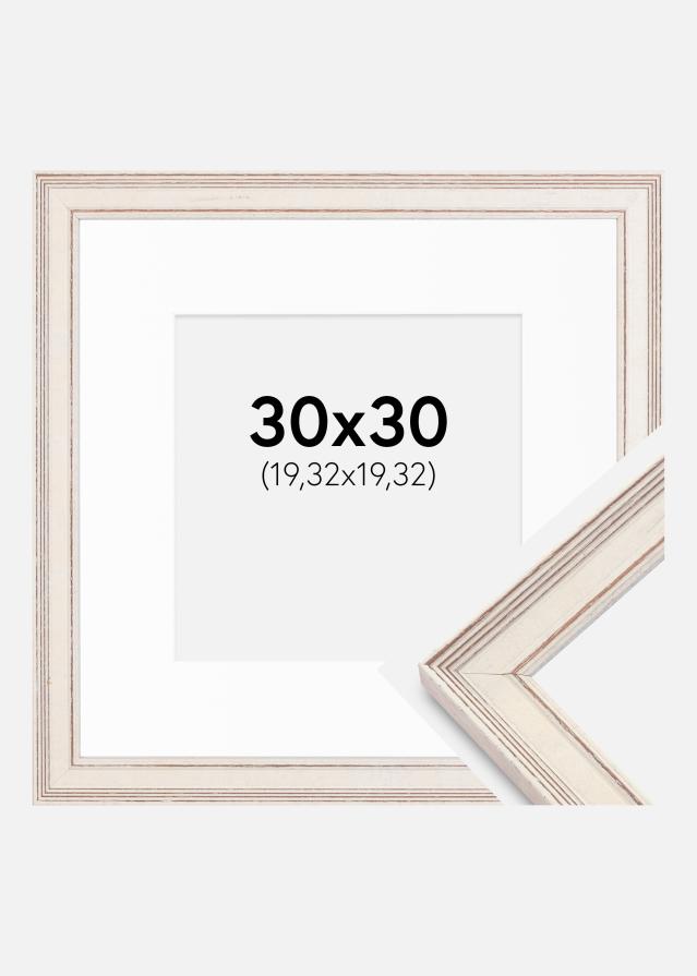 Cadre Shabby Chic Blanc 30x30 cm - Passe-partout Blanc 8x8 inches