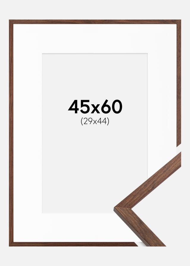 Cadre Galant Noyer 45x60 cm - Passe-partout Blanc 30x45 cm