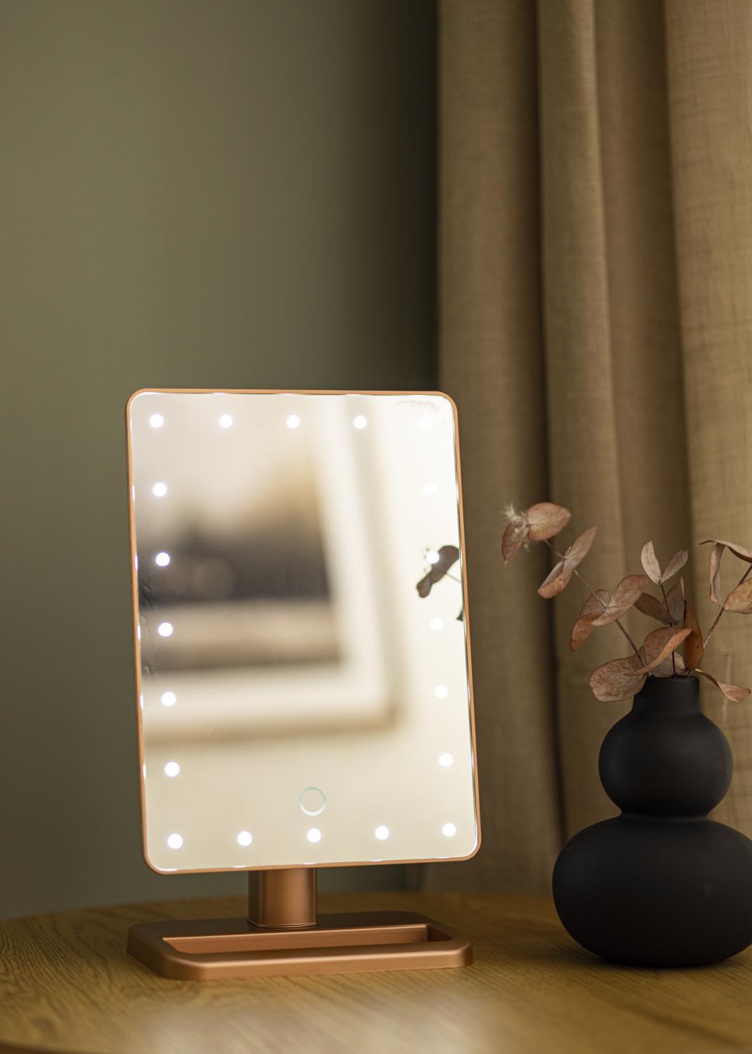Product Image for KAILA Miroir de maquillage LED m. Haut-parleur Bluetooth Or rosé 18x30 cm