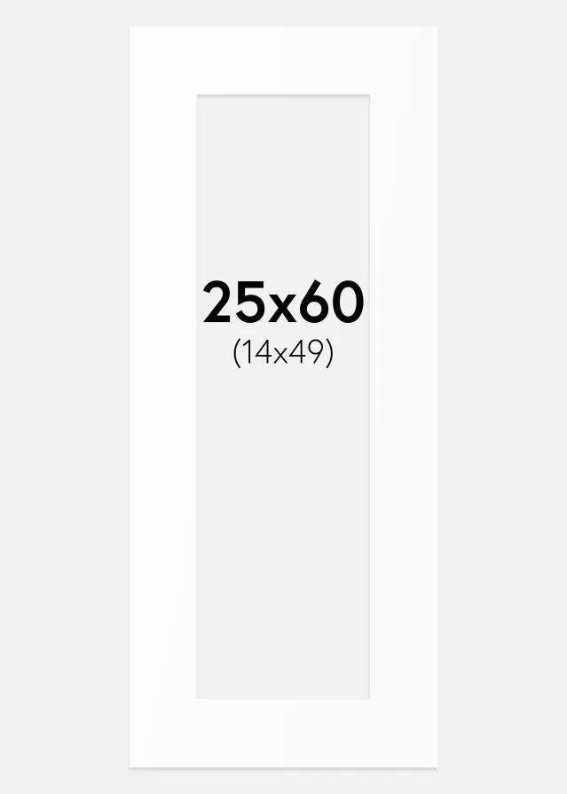 Passe-partout Blanc Standard (noyau blanc) 25x60 cm (14x49)