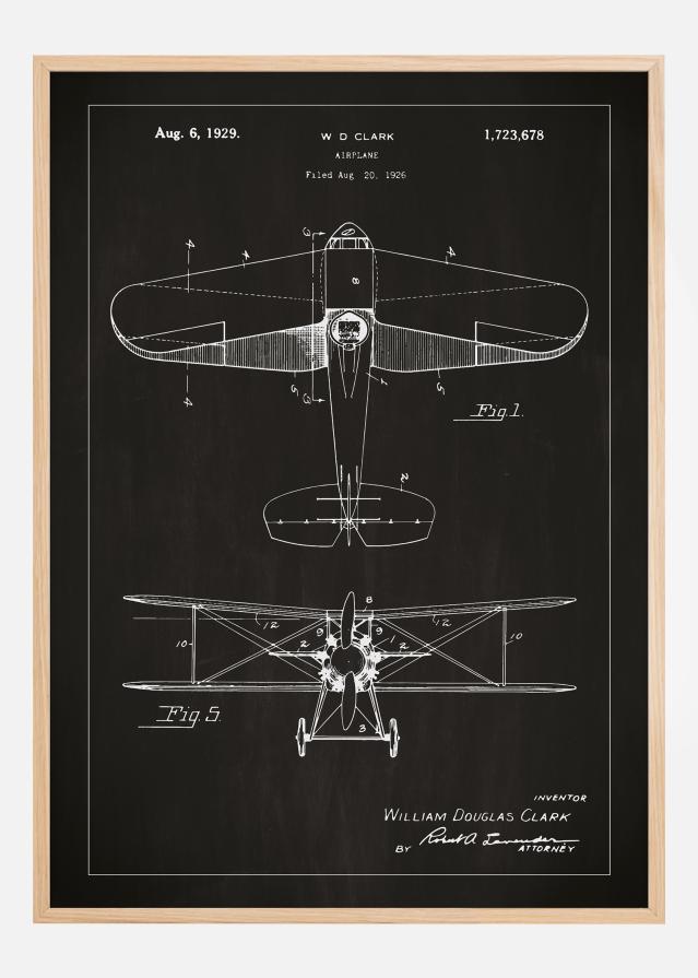 Dessin de brevet - Avion - Noir Poster