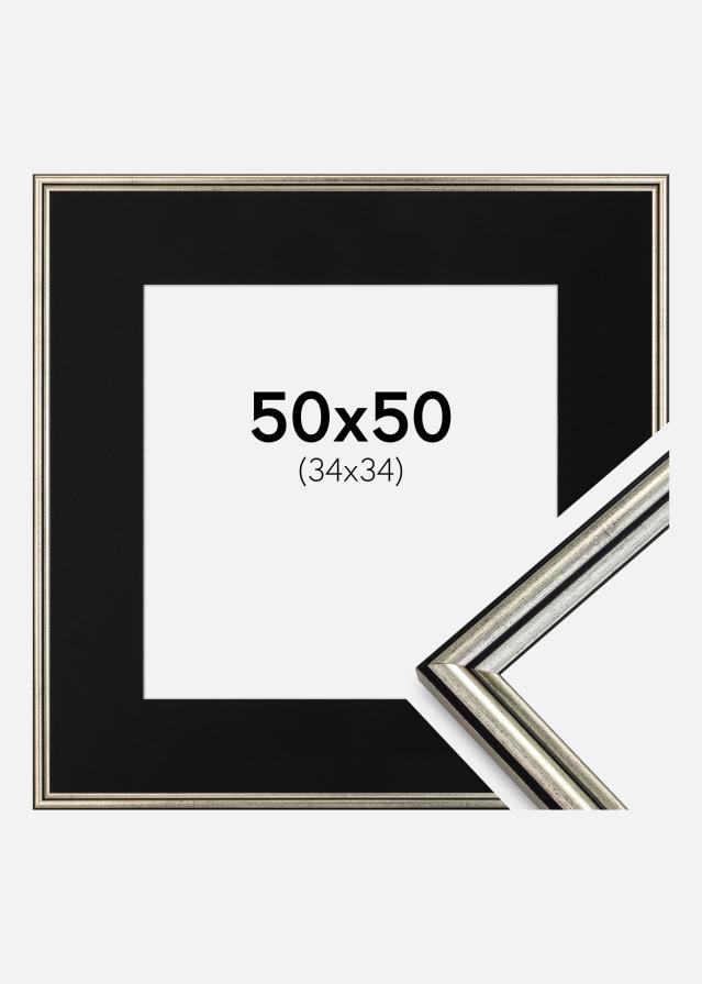 Cadre Horndal Argent 50x50 cm - Passe-partout Noir 35x35 cm