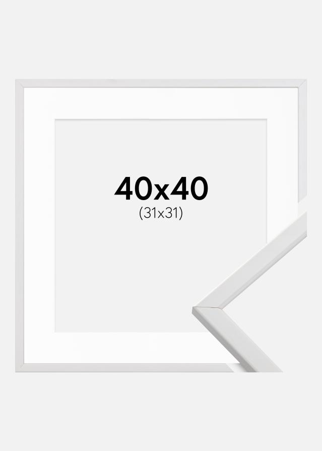Cadre Galant Blanc 40x40 cm - Passe-partout Blanc 32x32 cm