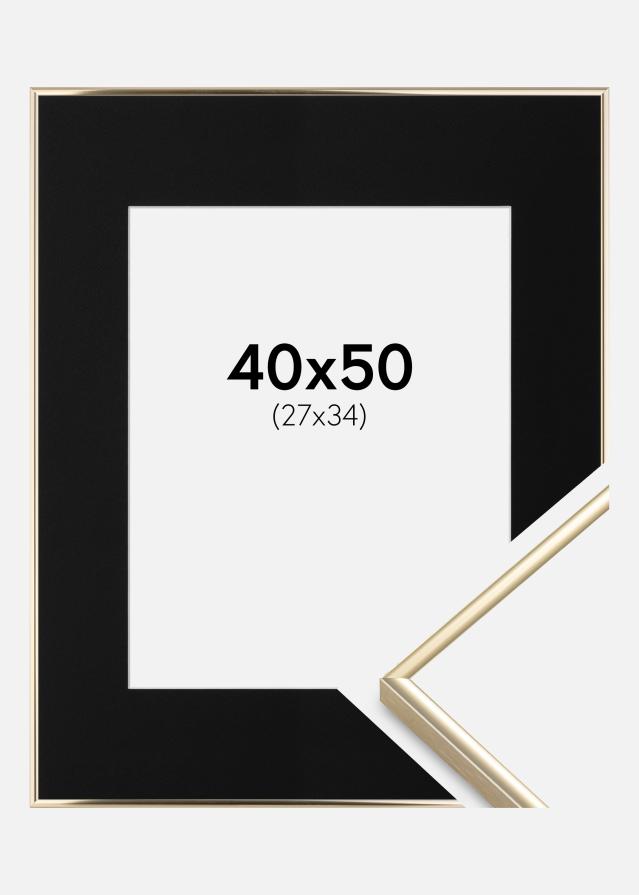 Cadre Visby Brillant Or 40x50 cm - Passe-partout Noir 28x35 cm