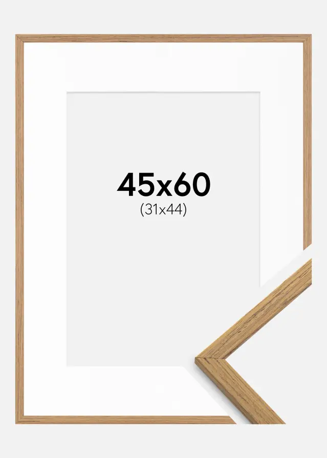 Cadre Edsbyn Teck 45x60 cm - Passe-partout Blanc 32x45 cm