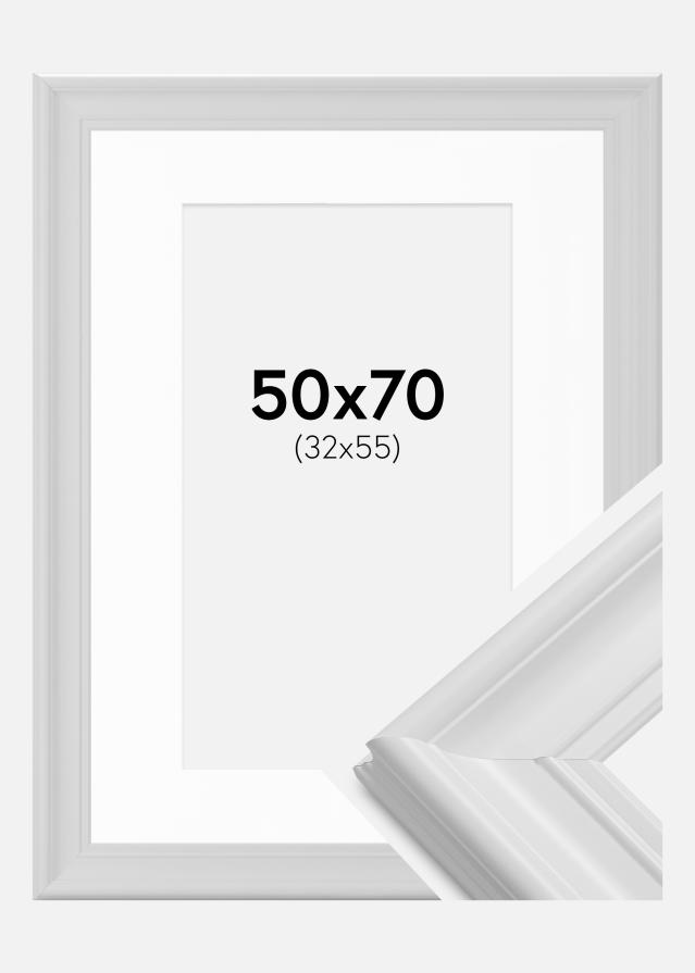 Cadre Mora Premium Blanc 50x70 cm - Passe-partout Blanc 33x56 cm