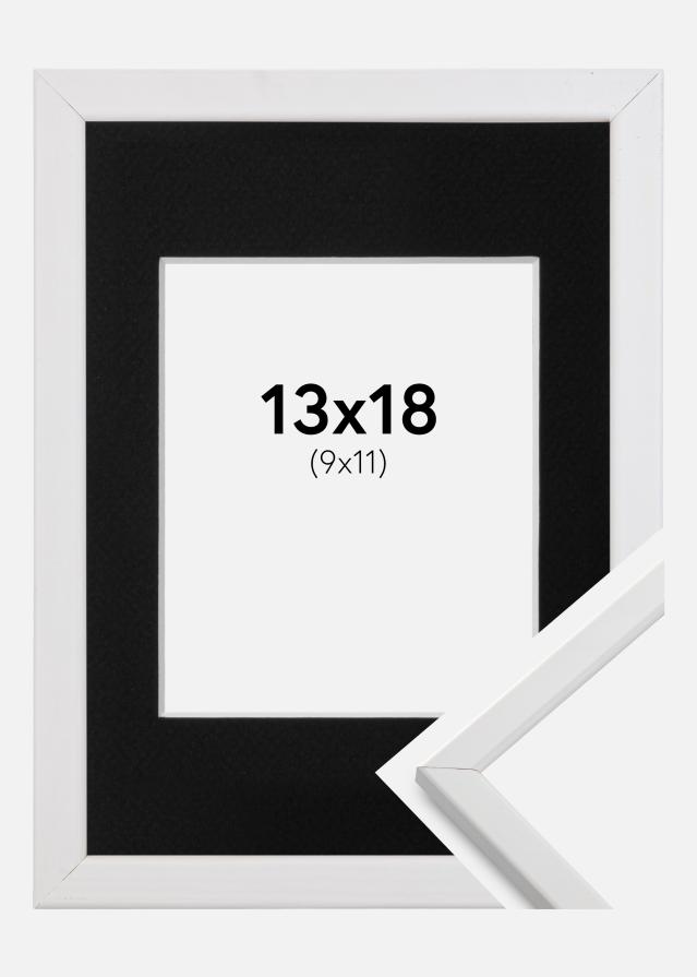 Cadre Galant Blanc 13x18 cm - Passe-partout Noir 10x12 cm