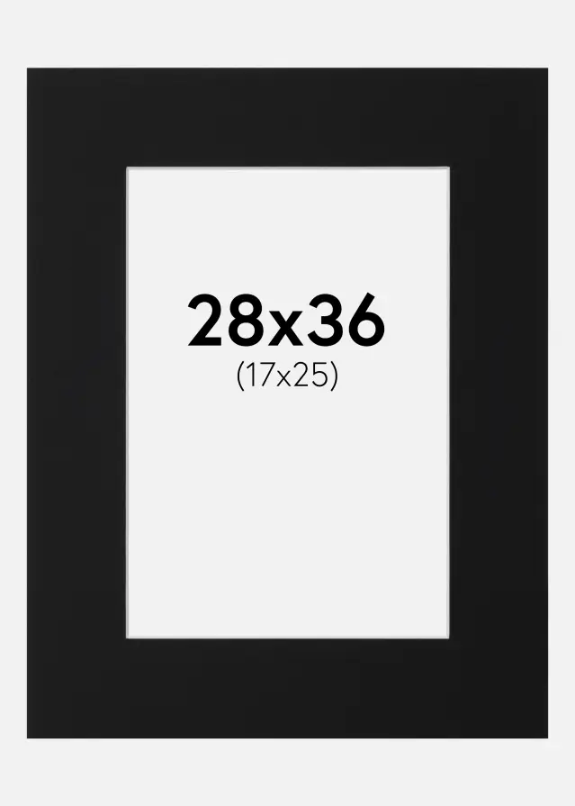 Passe-partout Noir Standard (noyau blanc) 28x36 cm (17x25)