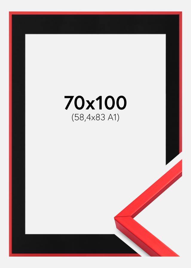 Cadre E-Line Rouge 70x100 cm - Passe-partout Noir 59,4x84 cm