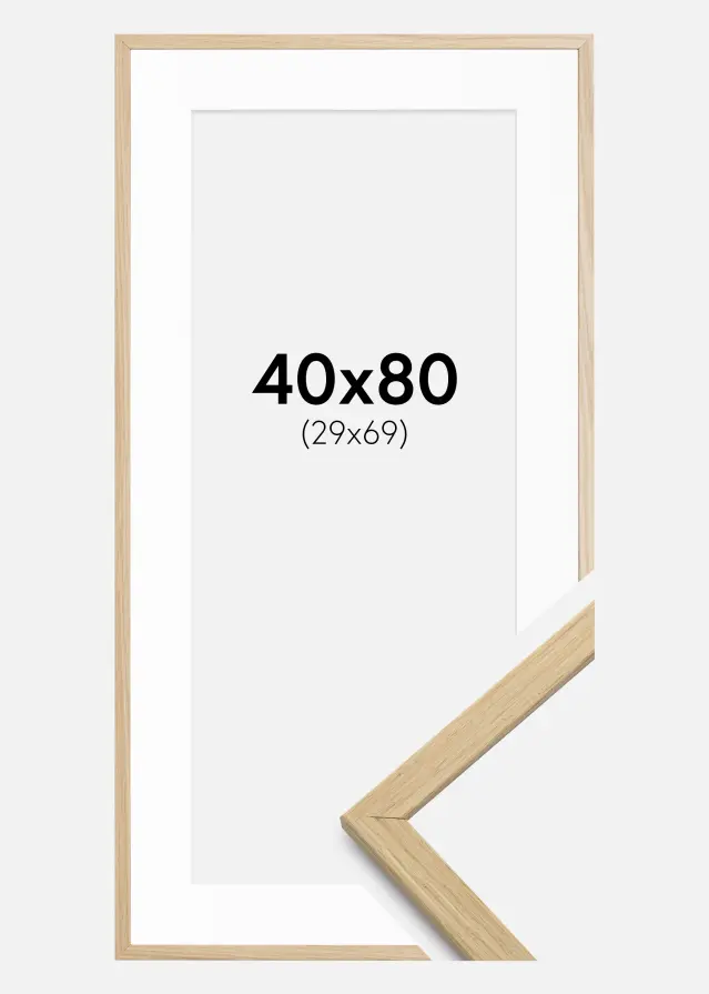 Cadre Edsbyn Chêne 40x80 cm - Passe-partout Blanc 30x70 cm