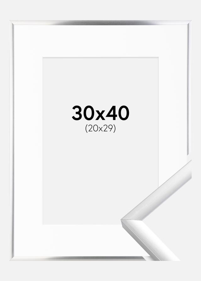 Cadre New Lifestyle Argent 30x40 cm - Passe-partout Blanc 21x30 cm