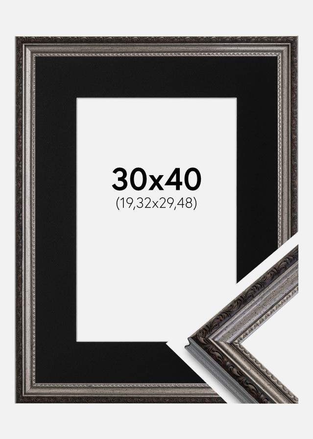 Cadre Abisko Argent 30x40 cm - Passe-partout Noir 8x12 pouces