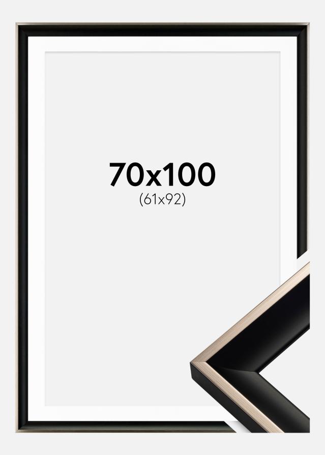 Cadre Öjaren Argent Noir 70x100 cm - Passe-partout Blanc 62x93 cm