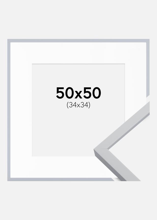 Cadre Oslo Blanc 50x50 cm - Passe-partout Blanc 35x35 cm