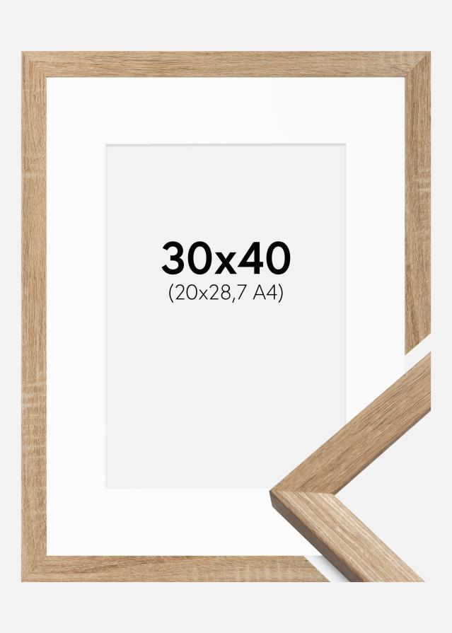 Cadre Fiorito Chêne Clair 30x40 cm - Passe-partout Blanc 21x29,7 cm