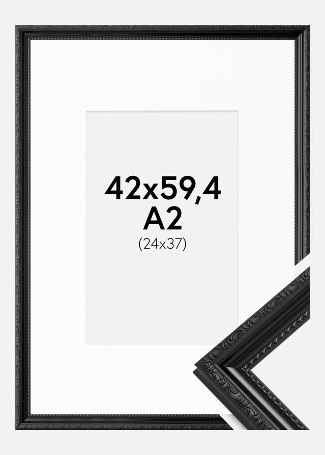 Cadre Abisko Noir 42x59,4 cm (A2) - Passe-partout Blanc 25x38 cm