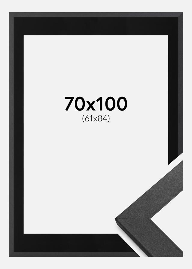 Cadre Graphite Wood 70x100 cm - Passe-partout Noir 62x85 cm