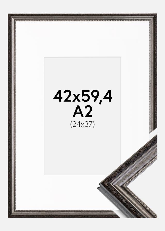 Cadre Abisko Argent 42x59,4 cm (A2) - Passe-partout Blanc 25x38 cm