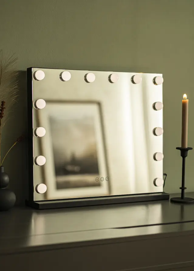 KAILA Miroir de maquillage Base LED 14 Noir 56x46 cm