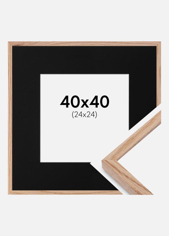 Cadre E-Line Chêne 40x40 cm - Passe-partout Noir 25x25 cm