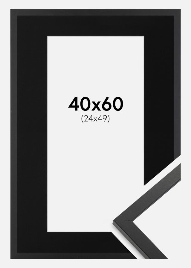 Cadre Trendy Noir 40x60 cm - Passe-partout Noir 25x50 cm