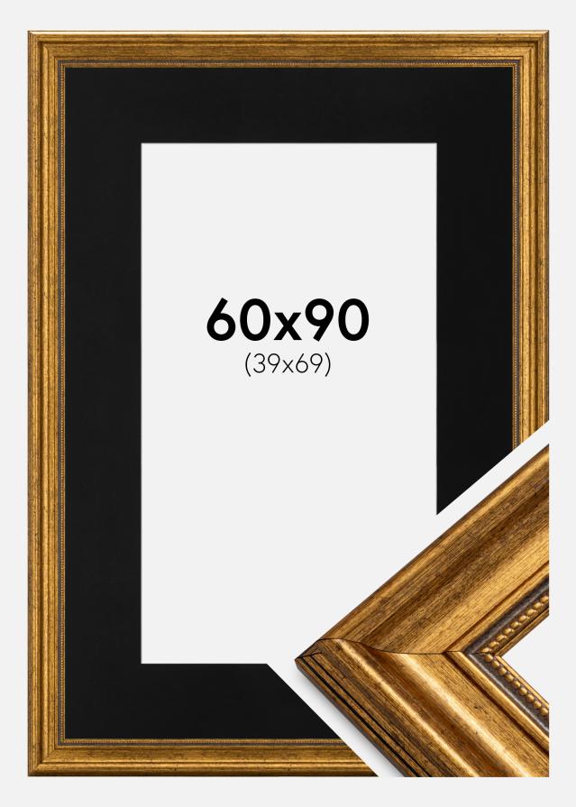 Cadre Rococo Or 60x90 cm - Passe-partout Noir 40x70 cm