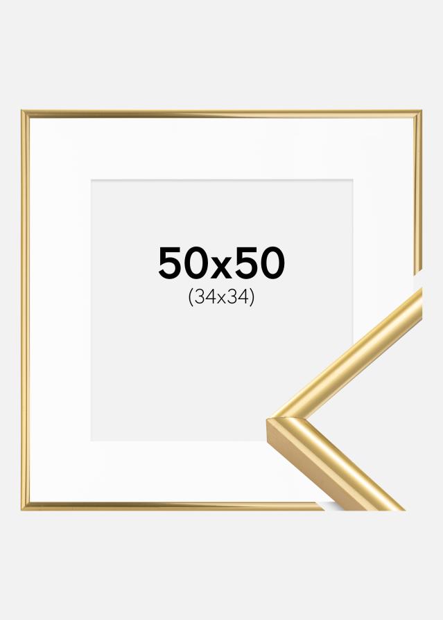 Cadre Victoria Or 50x50 cm - Passe-partout Blanc 35x35 cm