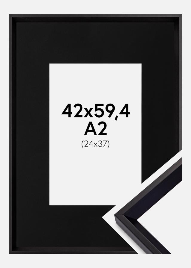 Cadre Globe Noir 42x59,4 cm (A2) - Passe-partout Noir 25x38 cm
