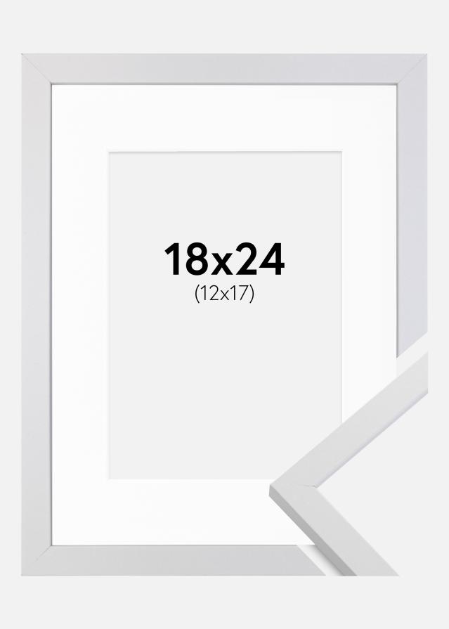 Cadre Trendy Blanc 18x24 cm - Passe-partout Blanc 13x18 cm