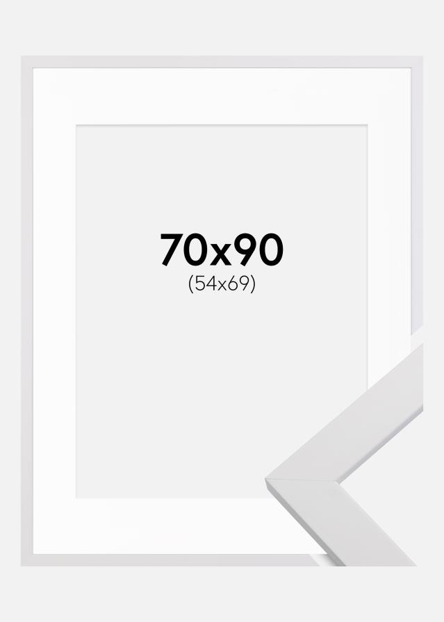 Cadre White Wood 70x90 cm - Passe-partout Blanc 55x70 cm