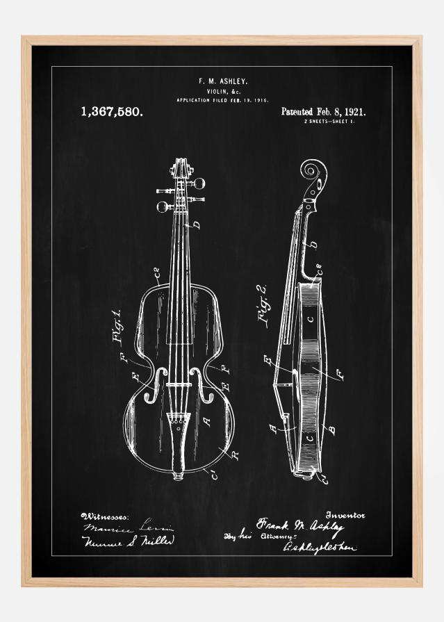 Dessin de brevet - Violon - Noir Poster