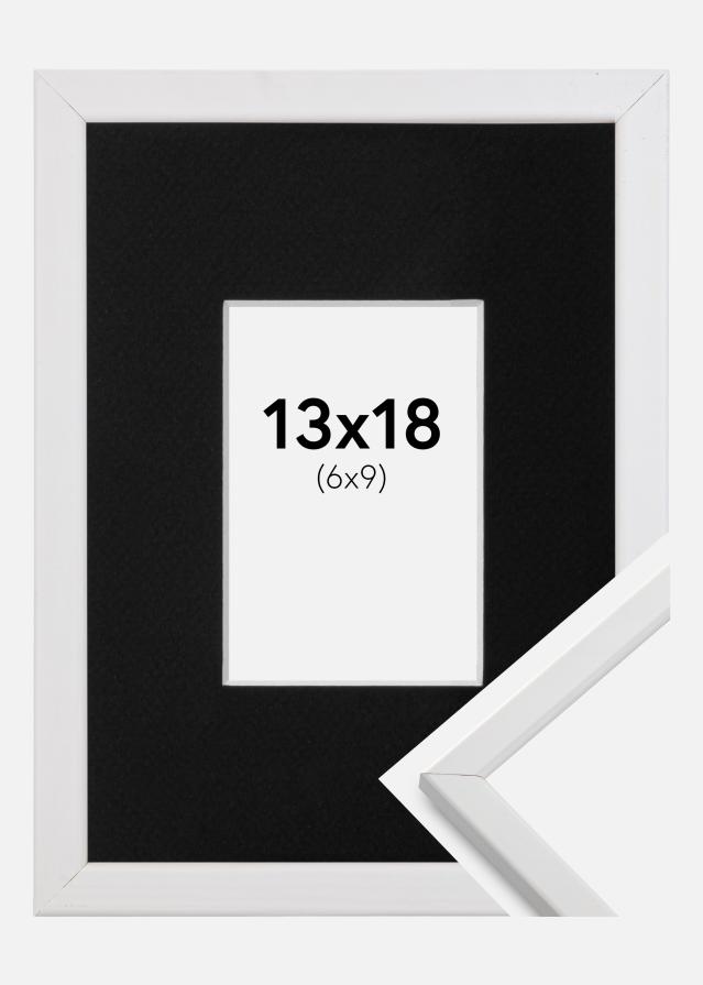 Cadre Galant Blanc 13x18 cm - Passe-partout Noir 7x10 cm