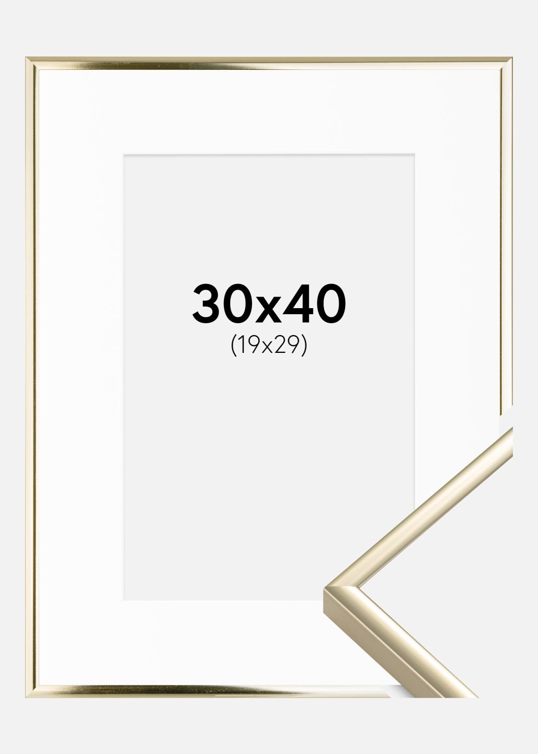 Product Image for Cadre Aluminium Brillant Or 30x40 cm - Passe-partout Blanc 20x30 cm