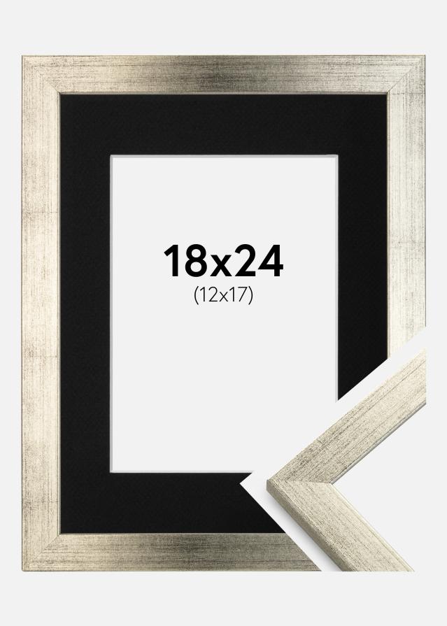 Cadre Stilren Argent 18x24 cm - Passe-partout Noir 13x18 cm