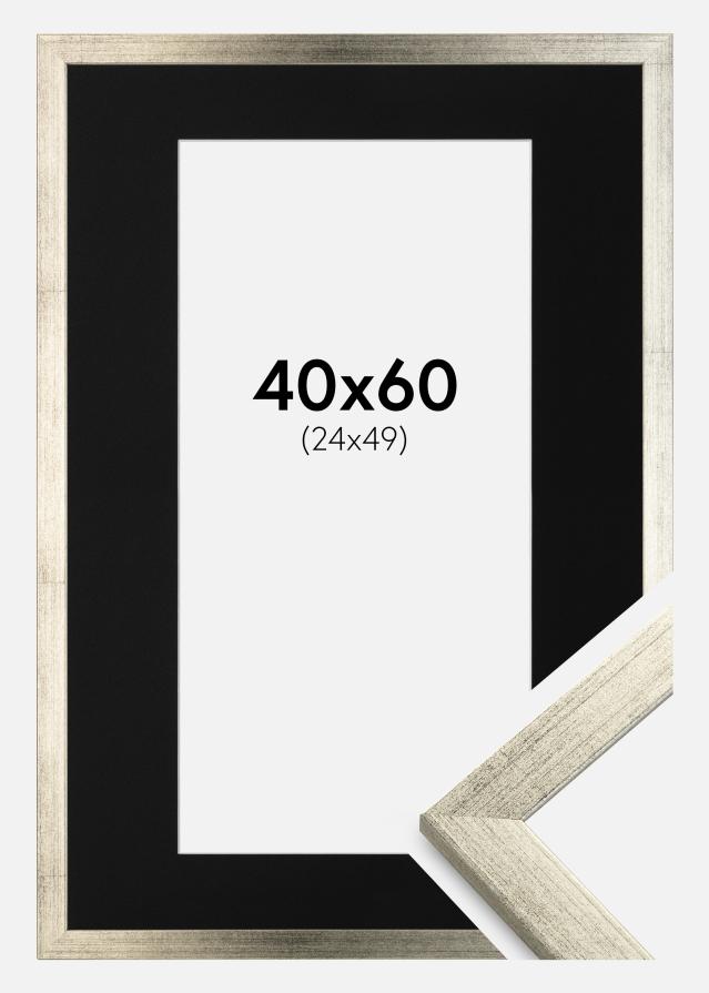 Cadre Stilren Argent 40x60 cm - Passe-partout Noir 25x50 cm