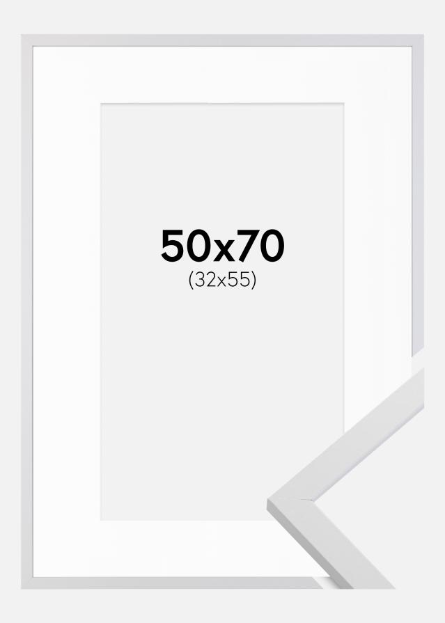 Cadre Trendy Blanc 50x70 cm - Passe-partout Blanc 33x56 cm